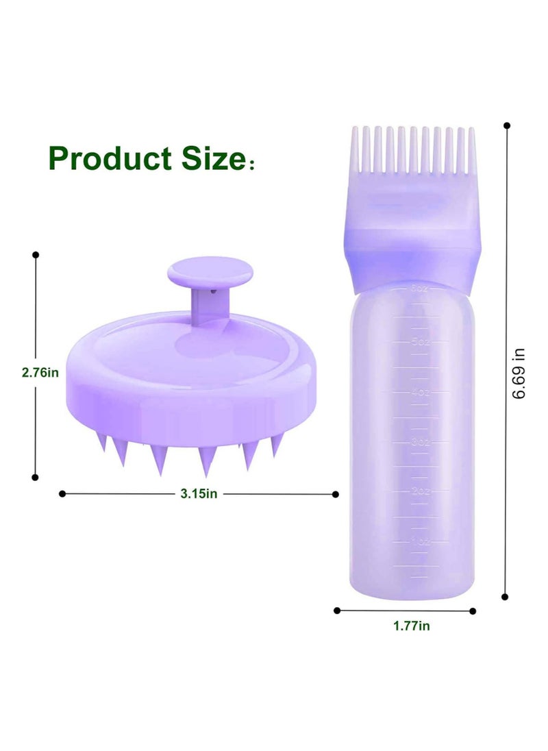 Oasisgalore - Root Comb Applicator Bottle,Scalp Massager Shampoo Brush+ Squeeze Comb Applicator Bottle with Graduated Scale Head Relaxation Tools for Home Salon Comb Applicators - Image 1