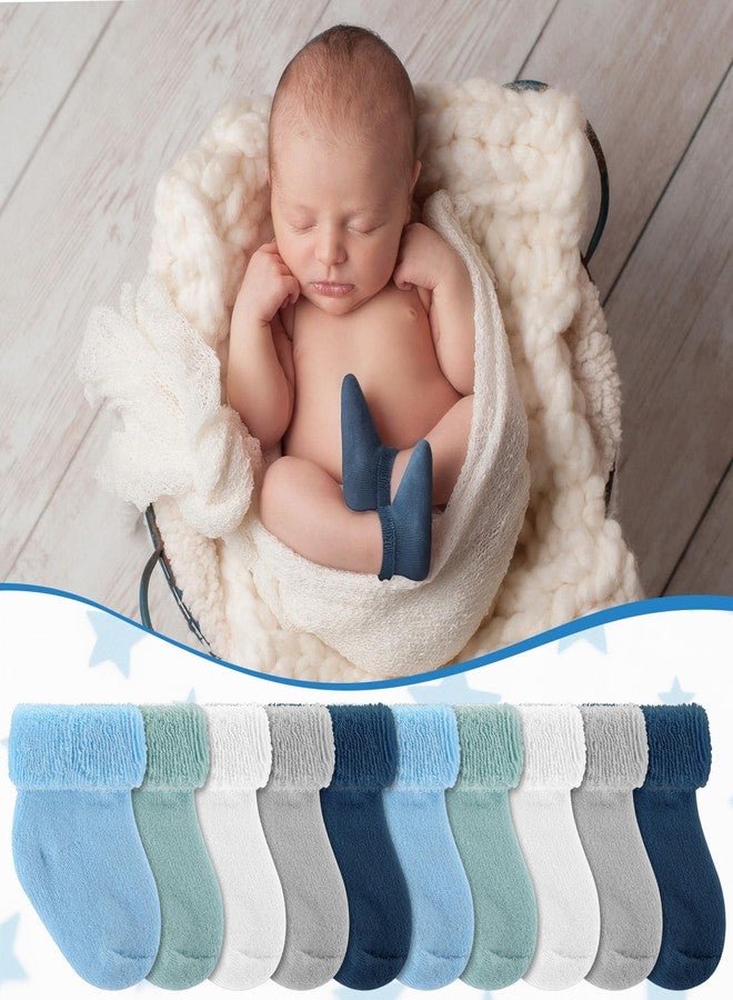 Twistover 10 Pairs Preemie Baby Terry Cotton Turn Cuff Socks for Newborn Girls Boys - Nicu, Light Blue Color, premature - Image 5
