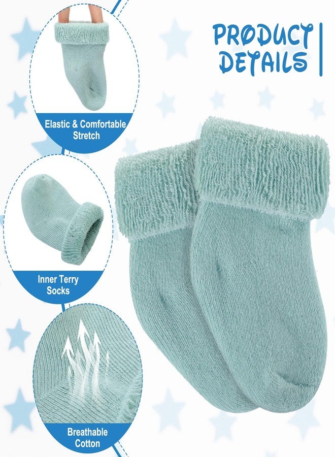 Twistover 10 Pairs Preemie Baby Terry Cotton Turn Cuff Socks for Newborn Girls Boys - Nicu, Light Blue Color, premature - Image 3