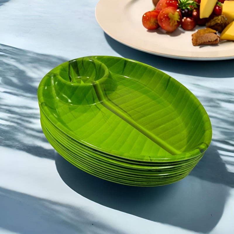 Inpro Serve Snacks in Style with Our Designer Melamine Serving Platter Set of 12 in Green Color - Perfect for Dinner Parties and Entertaining! - Image 1