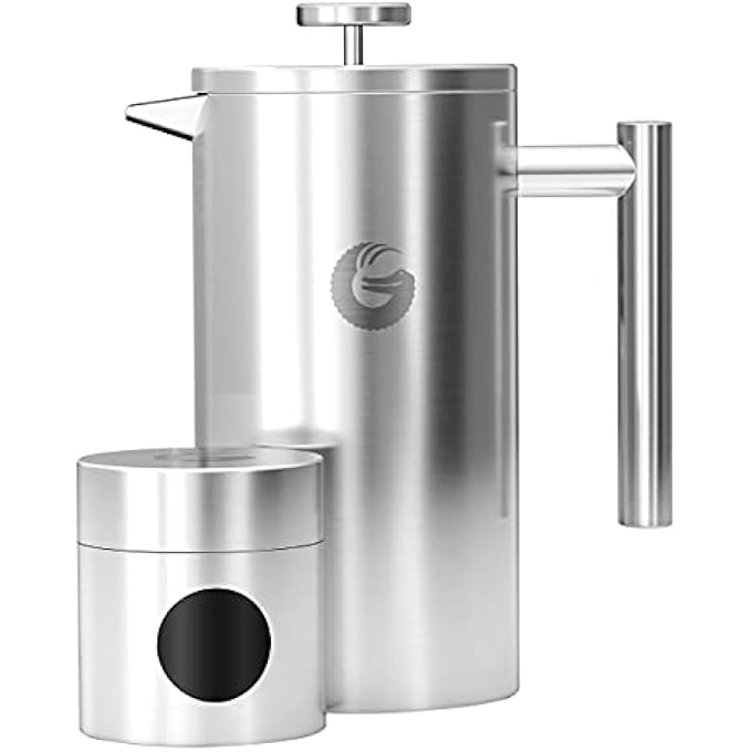Coffee Gator Cafetiere 24 Cups 1 L French Press Coffee Maker Plus Travel Jar Canister Double Walled Insulated Stainless Steel Portable Hot Cold Brew Teapot For Home Office Kitchen Camping Outdoor - Image 1