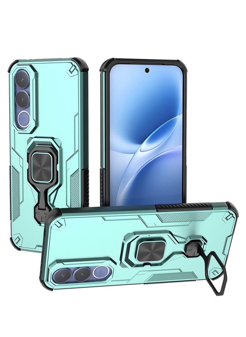 Full Body Protective Phone Case for VIVO V70 FE with Ring Holder | 4 Corner Protection Shockproof, Magnetic Car Mount Compatible, Built-in Kickstand,Green - Image 1