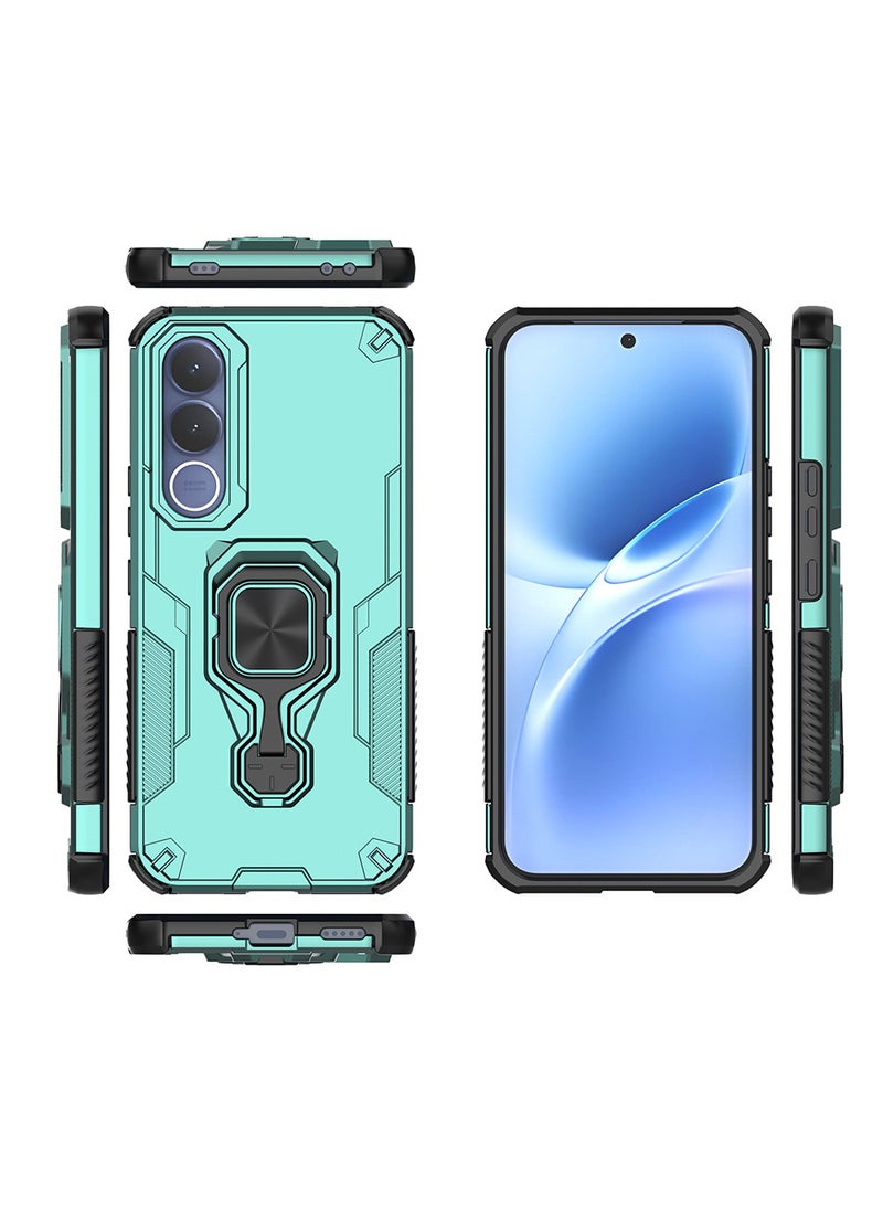 Full Body Protective Phone Case for VIVO V70 FE with Ring Holder | 4 Corner Protection Shockproof, Magnetic Car Mount Compatible, Built-in Kickstand,Green - Image 3