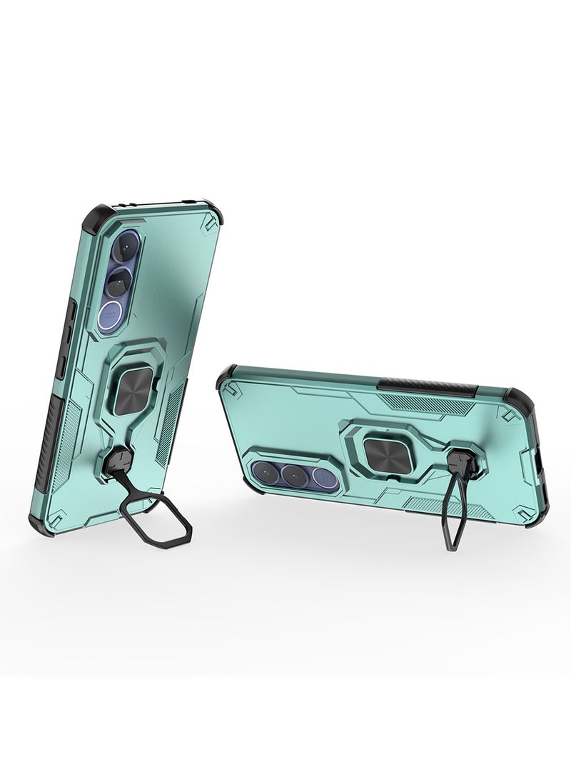 Full Body Protective Phone Case for VIVO V70 FE with Ring Holder | 4 Corner Protection Shockproof, Magnetic Car Mount Compatible, Built-in Kickstand,Green - Image 4