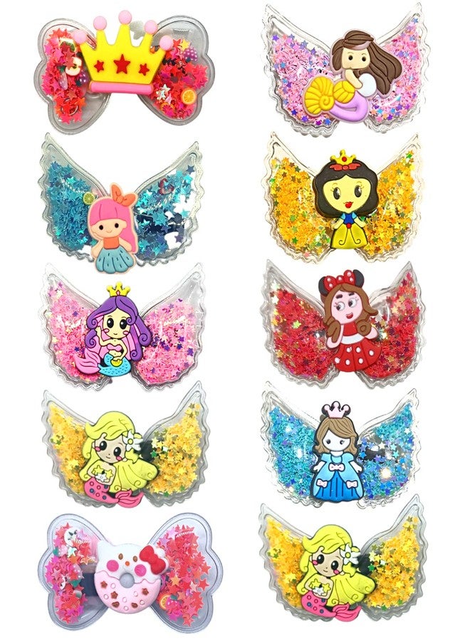 Quarya Hair Clips for Girls Sequins Snap Non Slip Barrettes Tic Tac Hair Pins for Baby Girls Toddlers Kids Teens Transparent Shiny Cute Cartoon Characters Hairpins (10 pcs in a Jar plus 1 Printed Scrunchy) - Image 1