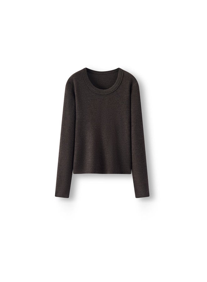 Semir Women's Winter Knitted Sweater Eggshell Neck Solid Slim Wool Top 109725107004 - Image 3