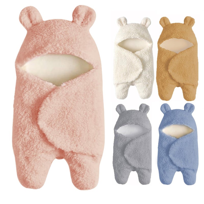 Nunibum Baby Swaddle Blanket Boys Girls Cute Bear Plush Essential Receiving Blanket Ultra-Soft Newborn Registry Sleeping Wraps for Infant 0-6 Months - Pink - Image 1