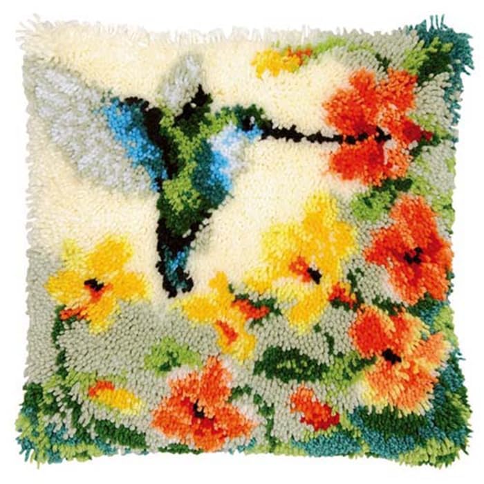 Beyond Your Thoughts DIY Latch Hook Kits Cute Hummingbird Pillow Cover Pattern Printed Crochet Needlework Crafts for Kids Adults and Beginners Family Decoration 16.5 * 16.5 in ZD743 - Image 2