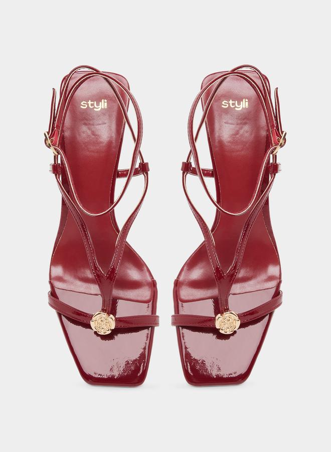 ستايلي صندل خمري بكعب رفيع وأشرطة - Image 5