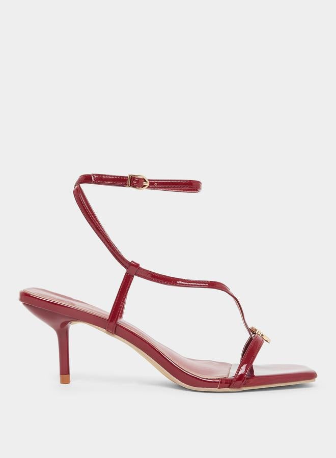 ستايلي صندل خمري بكعب رفيع وأشرطة - Image 1