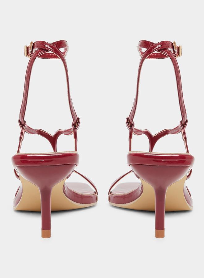 ستايلي صندل خمري بكعب رفيع وأشرطة - Image 4