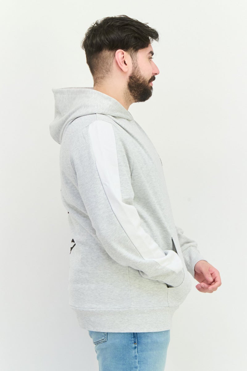 KANGOL Men Brand Logo Long Sleeves Hooded Sweatshirt, Grey/Black - Image 2