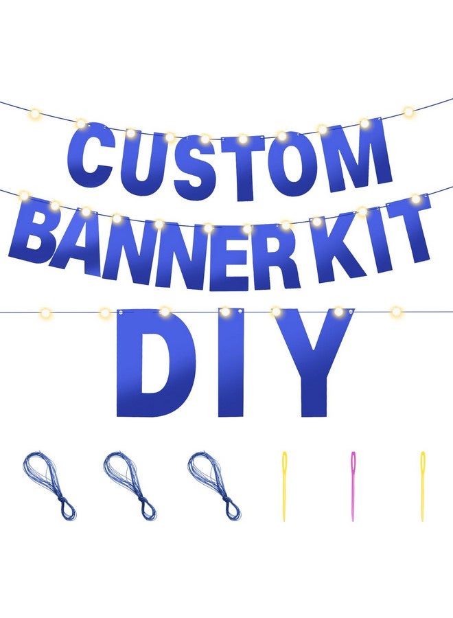 TaoBary 112 Pcs DIY Letter Custom Banner Glitter Customizable Banner Kit Including 107 Letters and Numbers 3 Rope for Valentine Birthday Party(Bright Blue) - Image 3