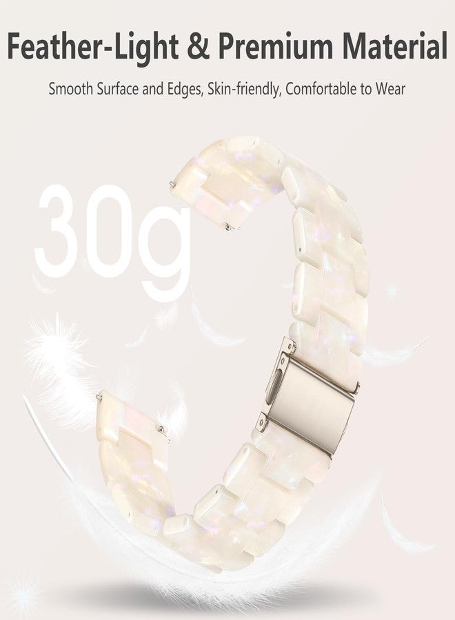 Lerobo Resin Band Compatible with Galaxy Watch 7 Band 6 5 4 40mm 44mm for Women Men Galaxy Watch 4 6 Classic 42mm 46mm 43mm 47mm Galaxy 5 Pro 45mm Active 2 40mm 42mm, 20mm Watch Band Cream White - Image 3