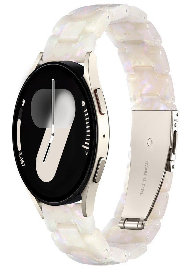 Lerobo Resin Band Compatible with Galaxy Watch 7 Band 6 5 4 40mm 44mm for Women Men Galaxy Watch 4 6 Classic 42mm 46mm 43mm 47mm Galaxy 5 Pro 45mm Active 2 40mm 42mm, 20mm Watch Band Cream White - Image 1