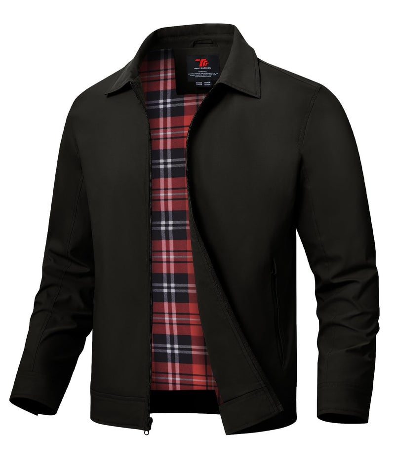 TBMPOY Mens Lightweight Jackets Casual Windbreaker Stylish Light Fall Spring Golf Work Dress Business BlackRed M - Image 2