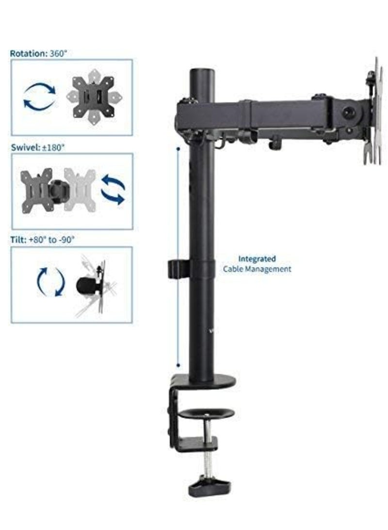 ELTRAZONE Dual LCD LED Monitor Desk Mount Stand with C-clamp and Bolt-Through Grommet Options | Heavy Duty Fully Adjustable Arms Hold Two (2) Screens up to 27"  - Image 3