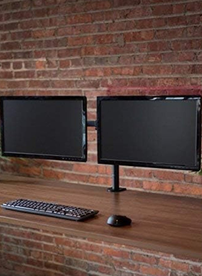 ELTRAZONE Dual LCD LED Monitor Desk Mount Stand with C-clamp and Bolt-Through Grommet Options | Heavy Duty Fully Adjustable Arms Hold Two (2) Screens up to 27"  - Image 4