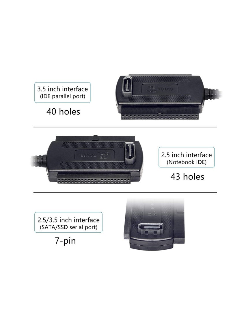 USB to SATA IDE Adapter, 2.0 Hard Drive Adapter Transfer Cable for Universal 2.5/3.5/5.25in DE and External Converter (1.8FT/Black) - Image 5