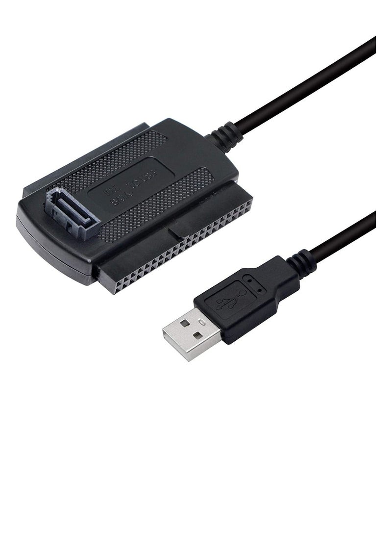 USB to SATA IDE Adapter, 2.0 Hard Drive Adapter Transfer Cable for Universal 2.5/3.5/5.25in DE and External Converter (1.8FT/Black) - Image 1
