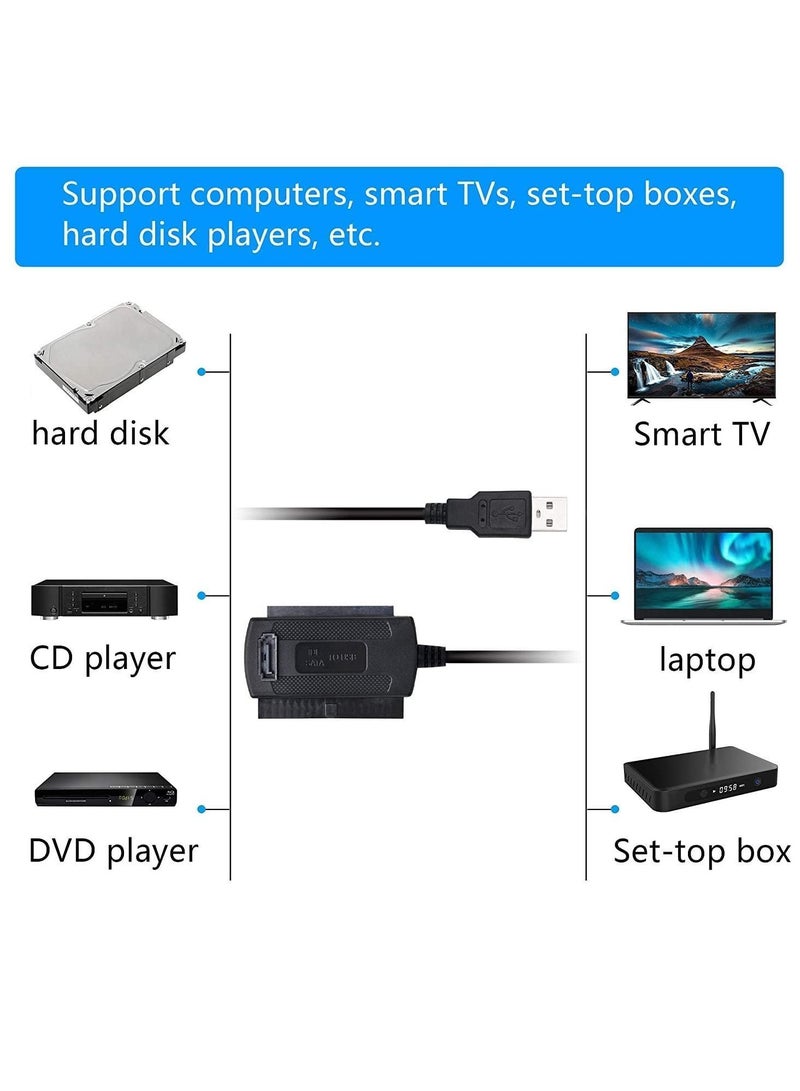 USB to SATA IDE Adapter, 2.0 Hard Drive Adapter Transfer Cable for Universal 2.5/3.5/5.25in DE and External Converter (1.8FT/Black) - Image 4