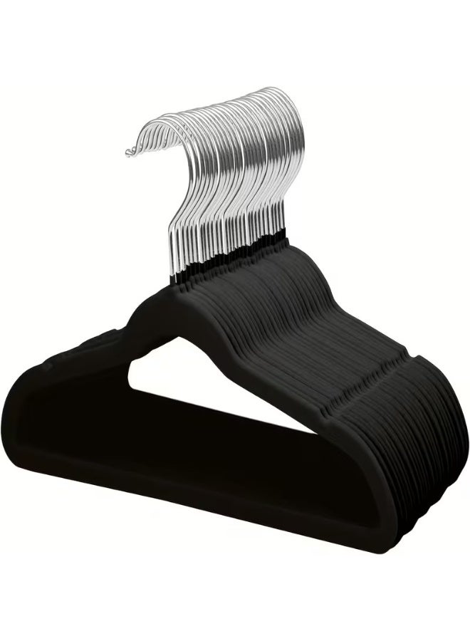 Black Non-Slip Velvet Hangers, Ultra Thin, 360 Degree Swivel Hook, 100 Pack - Image 4