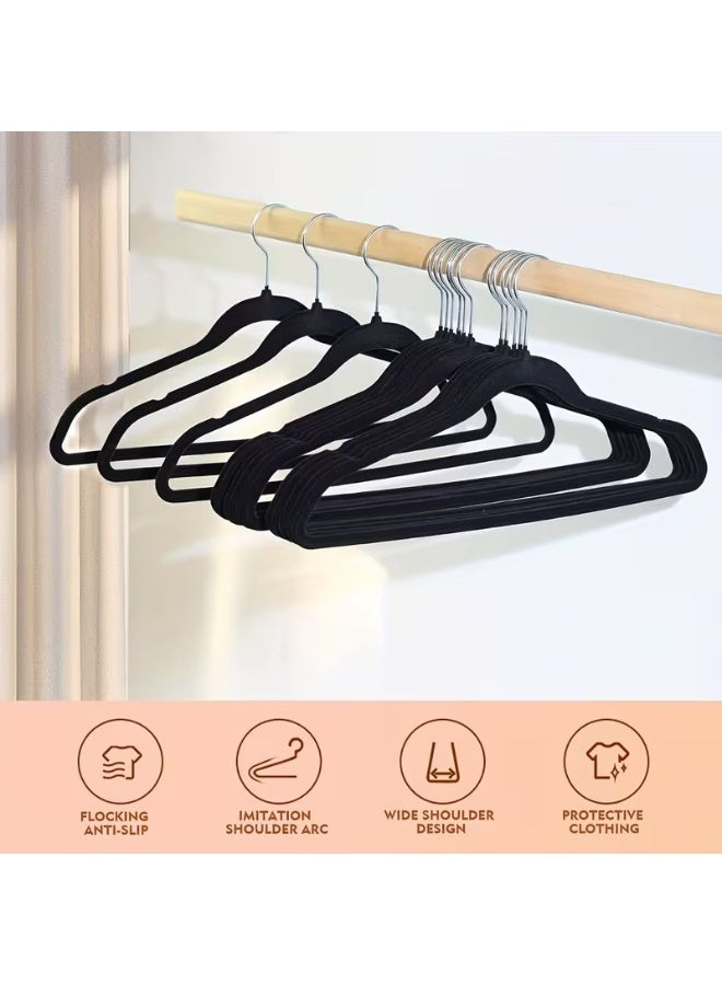 Black Non-Slip Velvet Hangers, Ultra Thin, 360 Degree Swivel Hook, 100 Pack - Image 3