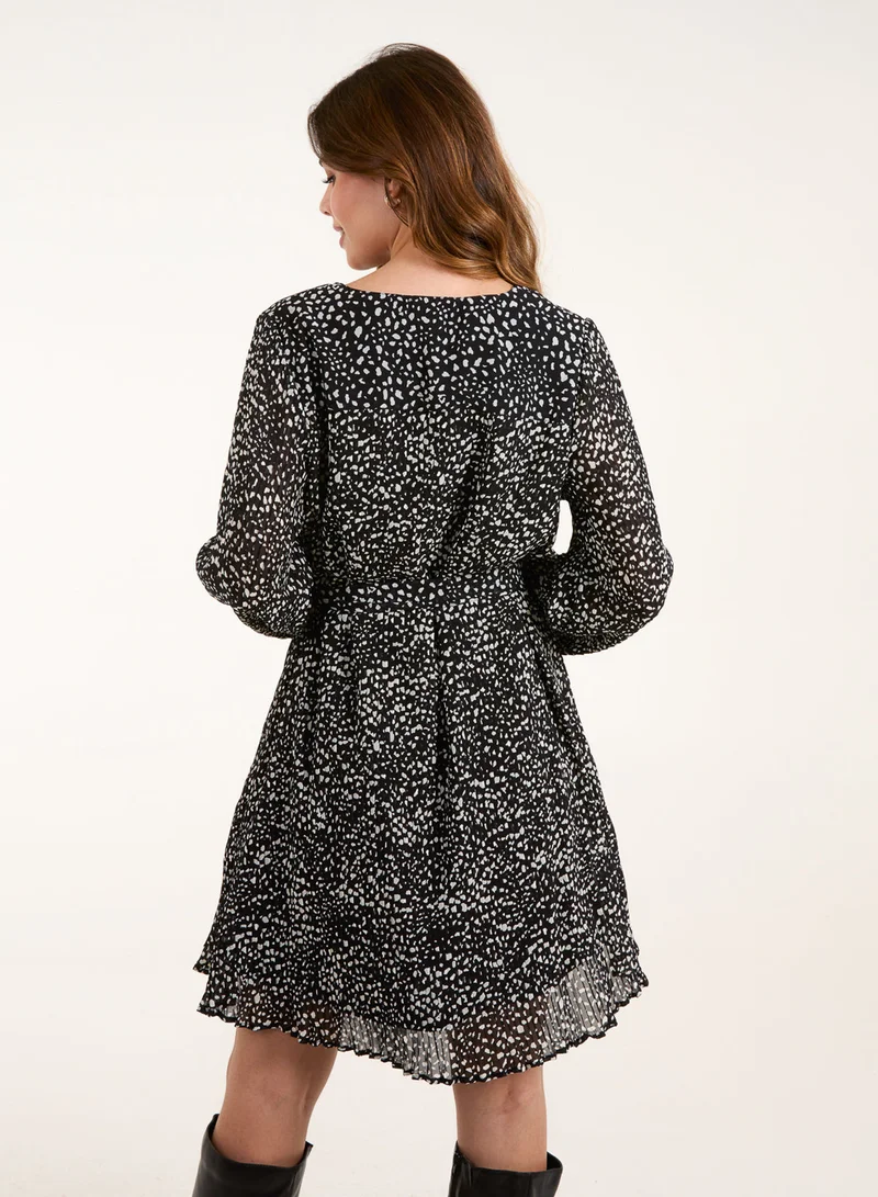 Blue Vanilla Pleated Mini Dress With Belt