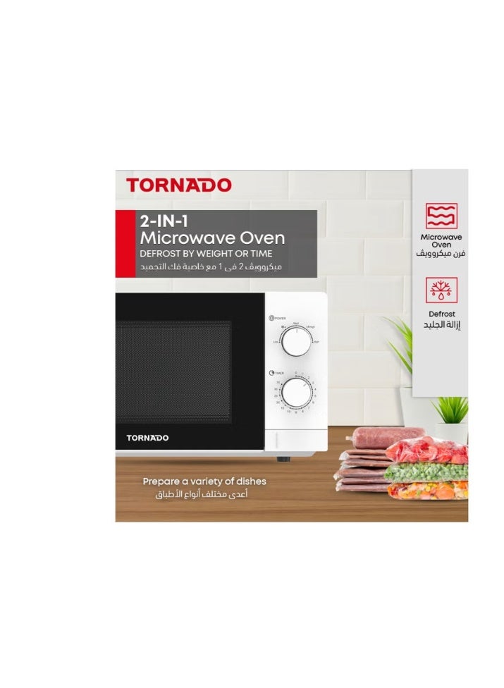 TORNADO 20 Liters Solo Microwave Oven with 5 Power Levels, 700W, Defrost Function, 35 Minutes Timer 20 L 700 W TWMS-20-W-E White - Image 1