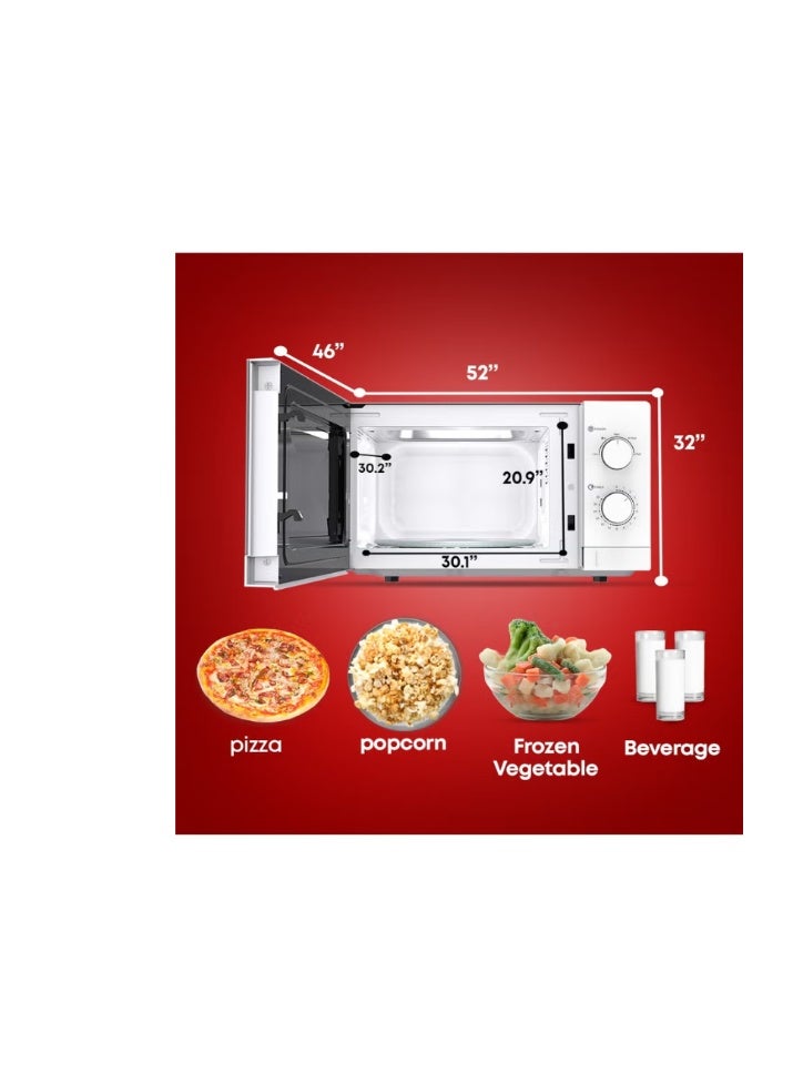 TORNADO 20 Liters Solo Microwave Oven with 5 Power Levels, 700W, Defrost Function, 35 Minutes Timer 20 L 700 W TWMS-20-W-E White - Image 2