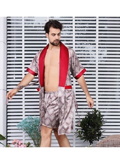 Printed Silk Robe Red