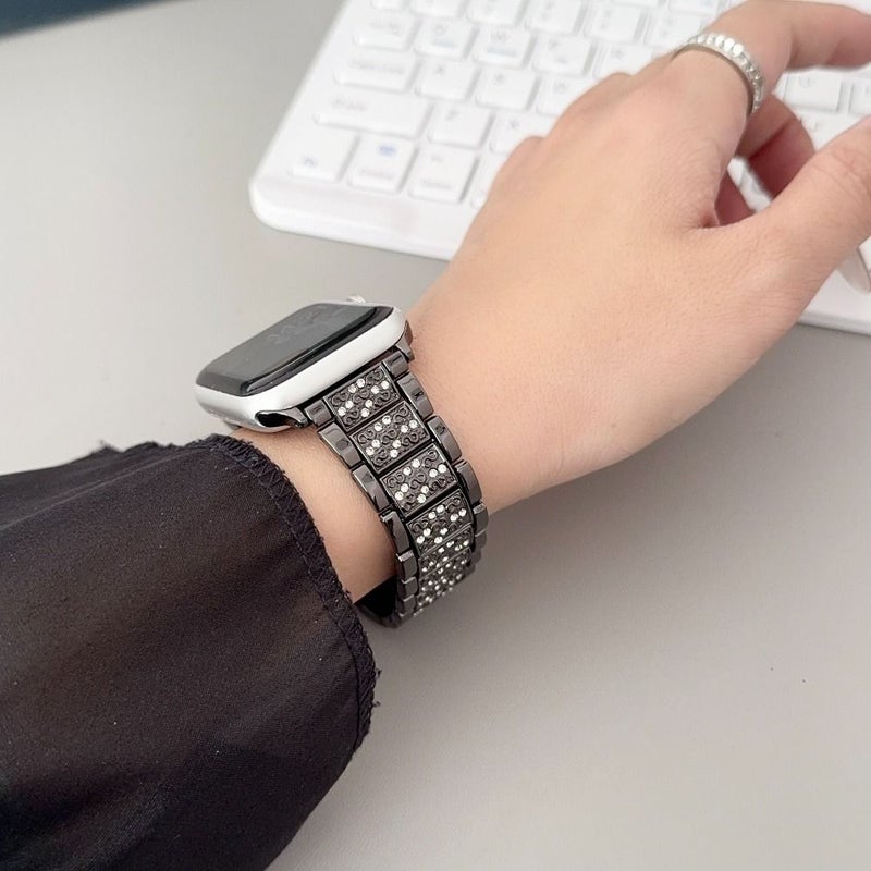 Luxurious Rhinestone Apple Watch Strap For Women Office Party Date Night S11 1 SE Ultra 38 49mm Black 42 44 45 46 49mm - Image 4