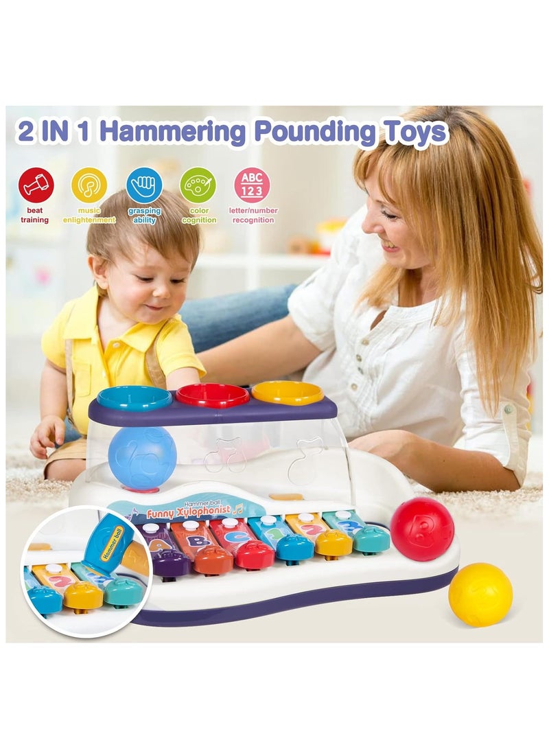 Montessori Toys for 1 Year Old, 2 in 1 Hammer Pounding  Musical Xylophone Toys, Baby Sensory Toys for Toddler 1-3, Learning  Educational Toys, Birthday Gifts for 1 2 3 Year Old Girl Boy - Image 2