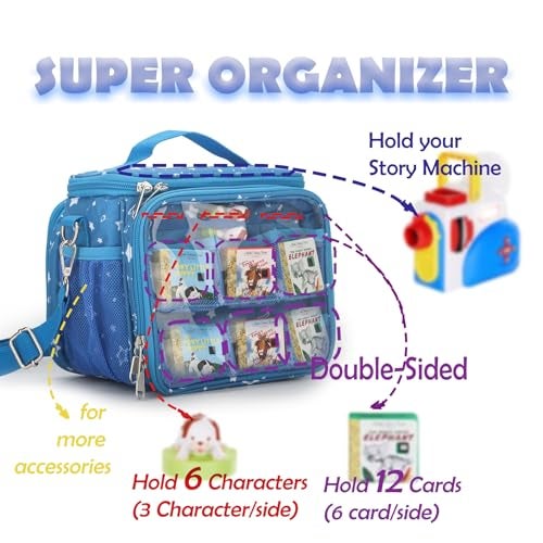 Taladad Carrying Case Compatible with Little Tikes Story Dream Machine Books Starter Set,Portable Storage Bag with Handle and Shoulder Strap for Storytime,Little Golden Book,Little Puppy Character (Blue) - Image 2