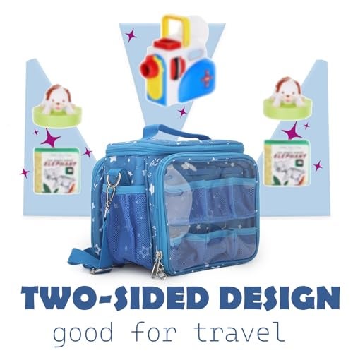 Taladad Carrying Case Compatible with Little Tikes Story Dream Machine Books Starter Set,Portable Storage Bag with Handle and Shoulder Strap for Storytime,Little Golden Book,Little Puppy Character (Blue) - Image 3