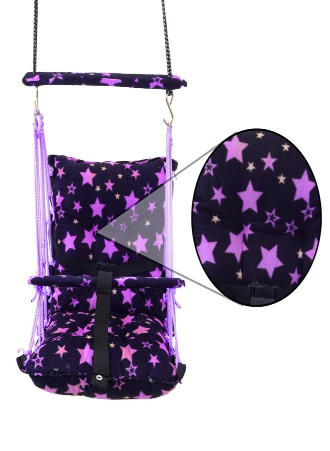 Windson Craft® Cotton Baby Swing for Kids jhula 1-5 Years Swings Cradle Chair uyyala New Born Baby Gifts Foldable and Washable with Safety Belt, Home & Garden (Star New Purple) - Image 4