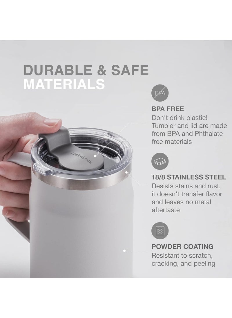 LOCK & LOCK LocknLock Metro Mug 355ml White – Double-Wall Insulated Stainless Steel Mug with Spill-Resistant Lid  - Image 2