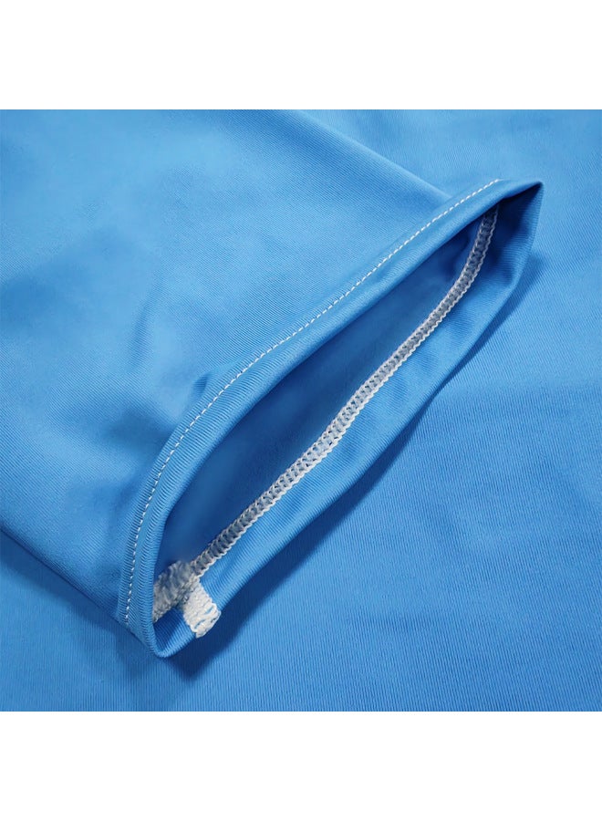 Loquat Spot Women's Split Top Short Sleeve Sun Protection Clothing Snorkeling Clothing Quick-drying Breathable Lycra Clothing Swimwear Ladies-Color:Sky Blue- - Image 5