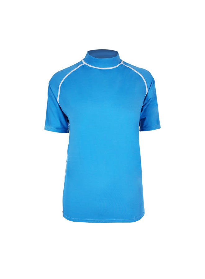 Loquat Spot Women's Split Top Short Sleeve Sun Protection Clothing Snorkeling Clothing Quick-drying Breathable Lycra Clothing Swimwear Ladies-Color:Sky Blue- - Image 1