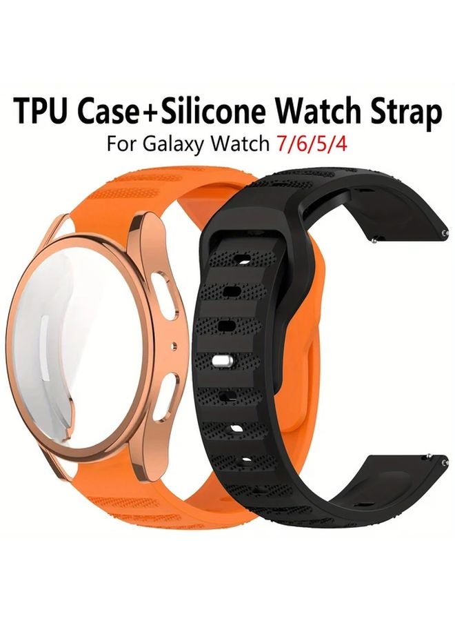 Green Silicone Strap Case For Samsung Galaxy Watch 5 40mm With Screen Protector - Image 2