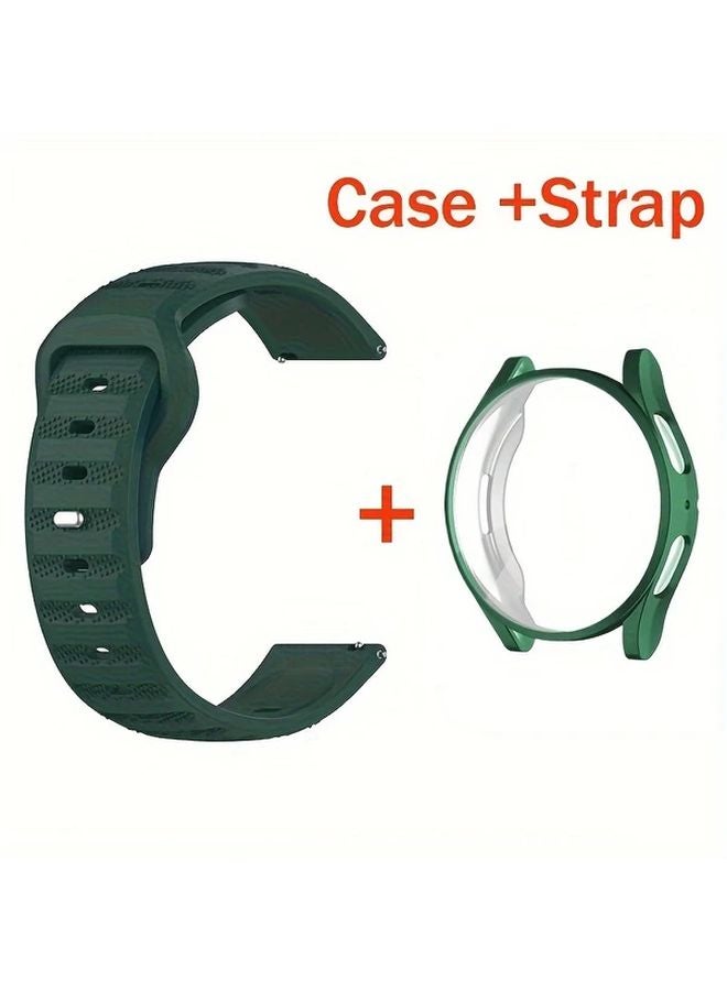 Green Silicone Strap Case For Samsung Galaxy Watch 5 40mm With Screen Protector - Image 1