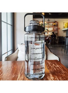 Arabest 2L Large Capacity Water Bottle, Portable Plastic Water Bottle, Sports Water Bottle, With a Pop-Up Lid and Time Mark Reminder Cream Cup, Used for Outdoor Sports and Fitness-Black  - Image 1