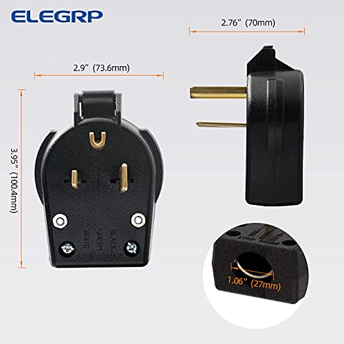 ELEGRP NEMA 6-30P & 6-50P Heavy Duty Angle Plug, 30/50 Amp 250V 3 Prong Power Plug for Welder/Generator, Industrial Grade, Grounding, 2 Pole 3 Wire, UL Listed, 1 Pack - Image 5