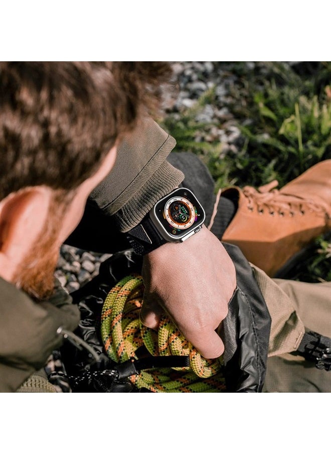 ULTIMAL - Band Compatible with Apple Watch 49mm 45mm/44mm/42mm 41mm/40mm/38mm, Tough Breathable Nylon Sports Strap, Hollow Out Design for iWatch Series 8/7/6/5/4/SE/3/2/1/Ultra (49mm L, Black USA Flag) - Image 1