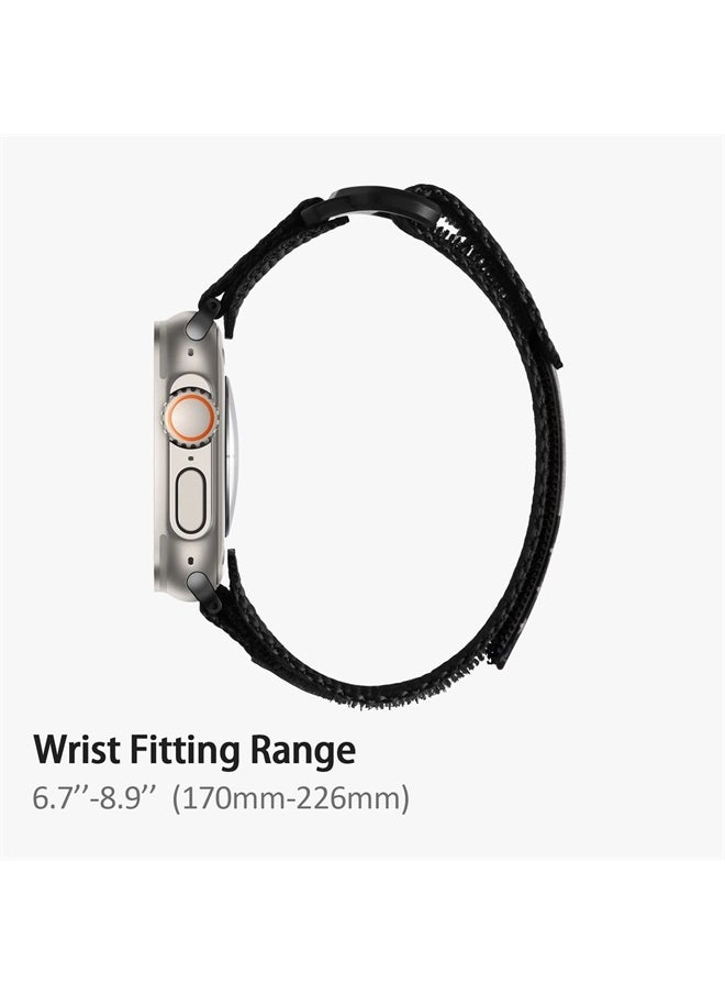 ULTIMAL - Band Compatible with Apple Watch 49mm 45mm/44mm/42mm 41mm/40mm/38mm, Tough Breathable Nylon Sports Strap, Hollow Out Design for iWatch Series 8/7/6/5/4/SE/3/2/1/Ultra (49mm L, Black USA Flag) - Image 1