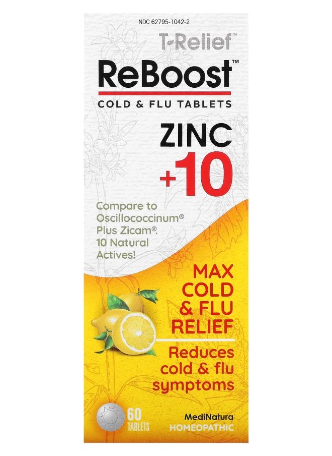 MediNatura - T-Relief ReBoost Zinc +10 Cold & Flu Tablets 60 Tablets - Image 1