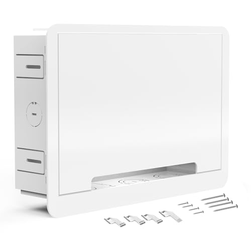 YANWEN in-Wall TV Box, Media Enclosure, 9 Inches Inwall Cable Management, Organize System Devices, Dual Purpose in-Wall Enclosure for TV Home Theater Box, White - Image 1