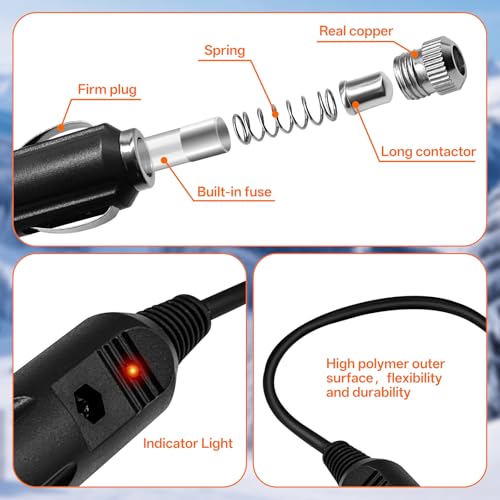 CHolic 12V Cigarette Lighter Socket Port RCA Plug for Heated Most Electric Shields, Helmet, Visor Port, Snowmobile Heated Helmet Connector - Image 3