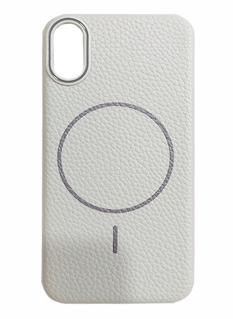 Magsafe Phone Case For iPhone X/XS With High Quality Rubber Frame And Slim Lychee Pattern Leather Case with Camera Lens Protection Shockproof Cover And support wireless Charging Leather Cover for iPhone X/XS - Beige