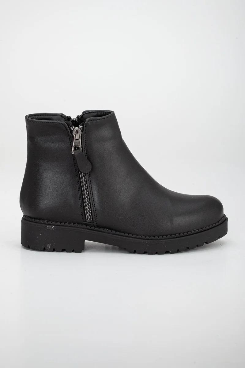 Dilimler Ayakkabı Slices Shoes Laceless Black Women's Boots with Zipper Accessories